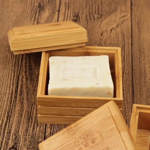 1pcs Wooden Natural Bamboo Soap Box Portable Drain Soap Holder Travel Soap Protect Case Bathroom Storage Container Accessories