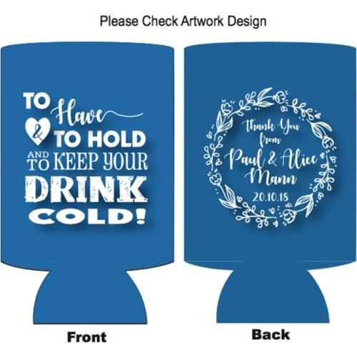 150pcs Personalise Your LOGO Stubbies Can Coolers That Fold Flat Promotional Stubby Holders Foldable Stubby Cooler For Wedding