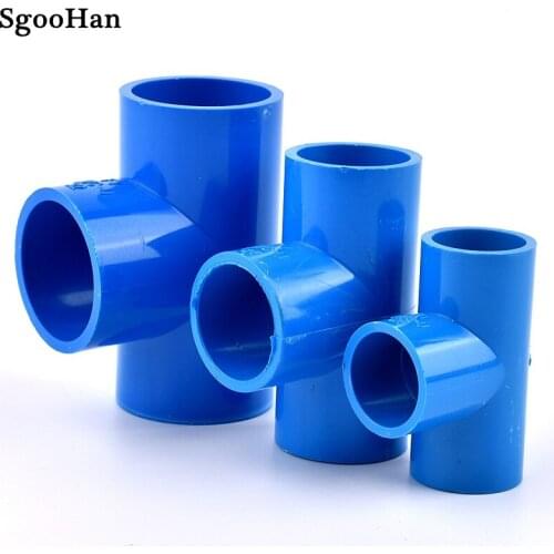 2~20pcs 20~63mm Blue PVC Pipe Tee Connector Home Garden Irrigation Aquarium Fish Tank Tube Watering Adapter Fittings 3 Way Joint
