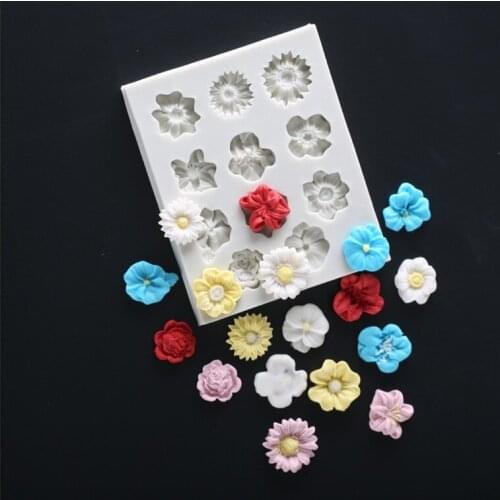 3D Sunflower Rose Flowers Silicone mold fondant Cake Border Decorating tool Sugarcraft Cake Mold Crafts DIY