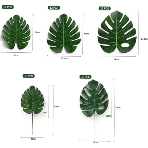 60pcs Green Artificial Tropical Palm Tree Monstera Leaves Wedding Home Garden Office Bedroom Decoration Photography Background