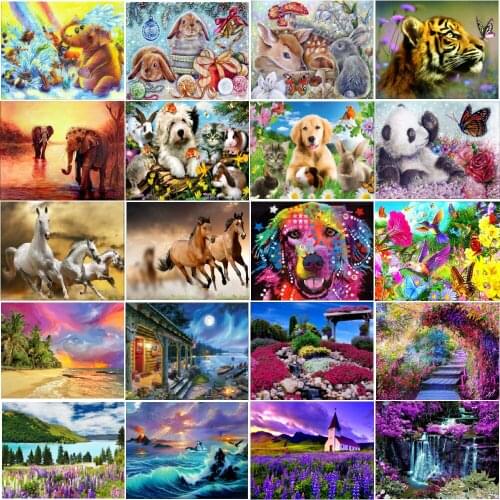 Diamond painting full diamond animal landscape round 5D diamond DIY mosaic embroidery home decorations handmade new year gift