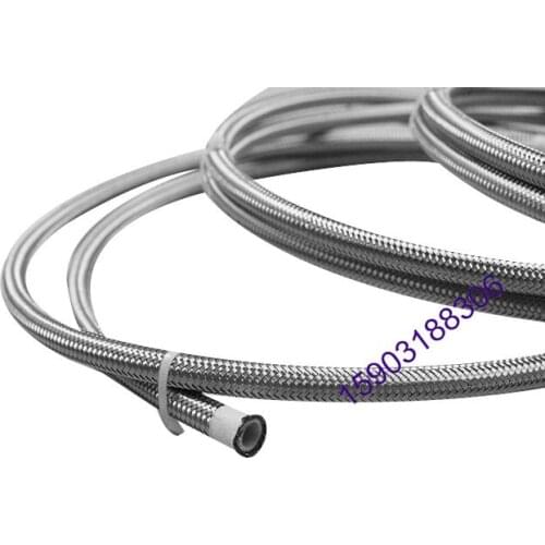 AN4 4AN 1Meter Silver stainless steel braided PTFE lined hose racing fuel line oil cooler racing hose 3.3ft