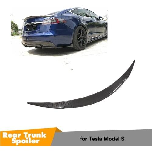 Carbon Fiber Rear Trunk Spoiler Boot Lip Wing Spoiler For 2014 - 2019 Tesla Model S