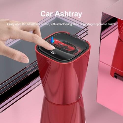 Car Ashtray Multifunction Portable Stainless Steel Inner Liner With Led Light Push Type Car Interior Accessories