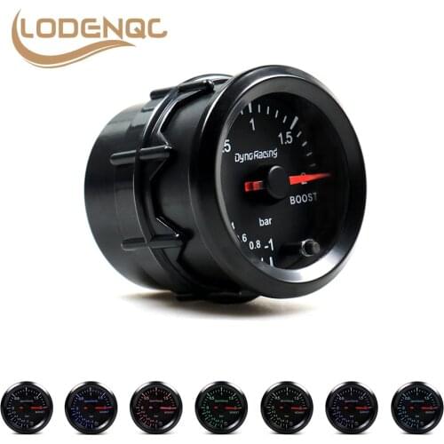 Lodenqc Car Meter Turbo Boost Gauge 2" 52mm 7 Colors -1-2 Bar With High Speed Stepper Motor Boost Sensor