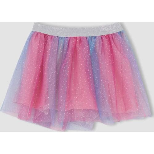DeFacto Spring Girl Skirts Girls Colorful Waist Silvery Elastic Tutu Skirt Relax Fit Kids Children Clothing-M6840A621SP