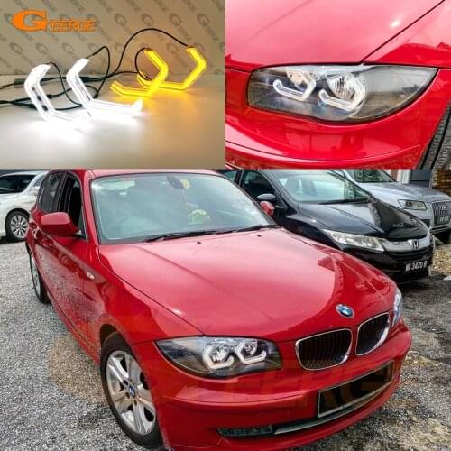For BMW 1 Series E82 E88 E87 E81 Super Bright led 3D Hexagon Angel Eyes halo rings M4 Iconic Style crystal Day light