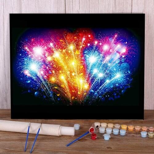 Fireworks Paint By Numbers Set Oil Paints 50*70 Canvas Painting New Design For Kids For Drawing Wall Wholesale