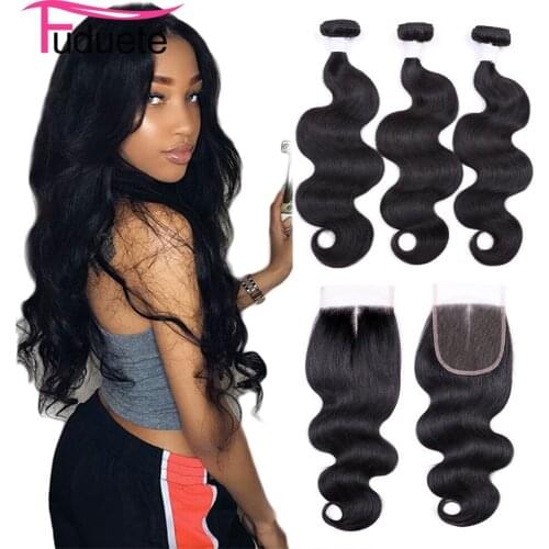 Fuduete Hair Body Wave Bundles With Closure Malaysian Remy Human Hair 3 Bundles With Closure Natural Hair Extensions Free Part