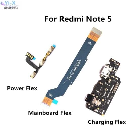 Power Volume Flex Cable & USB Charging Board Flex Cable & Motherboard Connections Line Flex Cable For Xiaomi Redmi Note 5