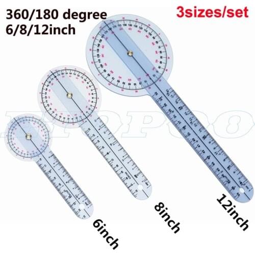 3pcs/set Spinals Goniometer Protractors Userful Multi-Ruler Goniometer Angle Medical Spinal Ruler 360 Degree 180 Degree