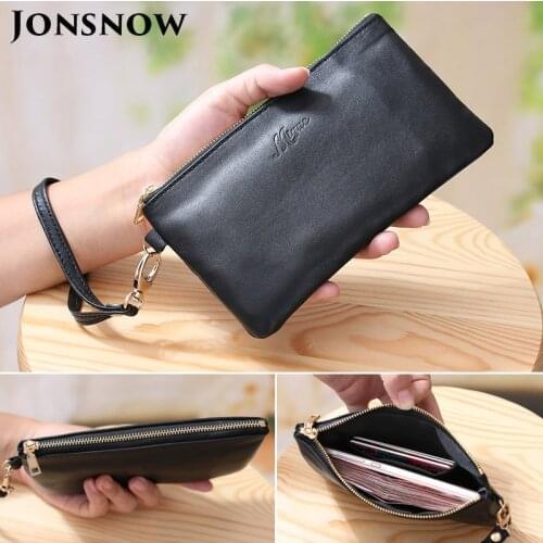 JONSNOW Luxury Clutch For iPhone 12 Pro Mini XR Wallet Leather Case For Samsung Note 20 S20 Plus S10 Long Zipper Purse Phone Bag