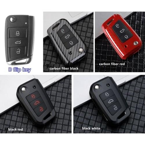 Car Carbon Fiber Key Case Pocket Sleeve For Volkswagen Golf 7 Tiguan MK2 Touran Skoda Octavia A5 A7 Kodiaq Fabia Rapid Seat