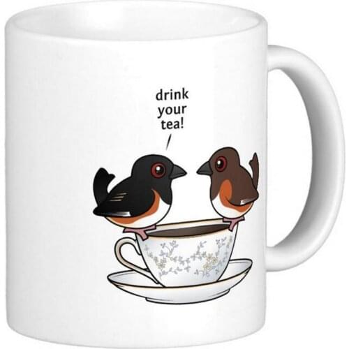 Drink Your Tea High Quality White Coffee Mugs Tea Mug Customize Gift By LVSURE Ceramic Mug Travel Coffee Mugs