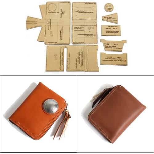 Diy handmade craft leather wallet acrylic transparent template leather sewing tool PVC coin purse pattern 9 * 10 * 1.5cm