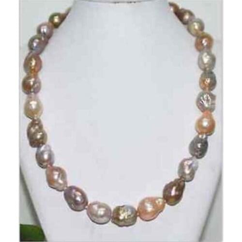Beautiful 11-15mm south sea baroque multicolor pearl necklace 18" 36"