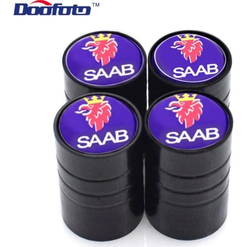 Doofoto 4x Car Valve Cap For SAAB 9-3 93 9-5 9 3 9000 9 5 Accessories Styling Wheel Tyre Tire Stem Protective Cover Universal