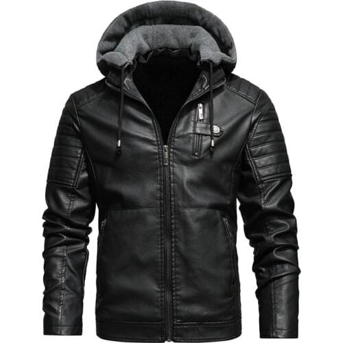 EU Size New Thick Leather Jacket Mens Winter Autumn Jacket Fashion Mens Faux Leather Coat Male Windproof Warm Pu Biker Jackets