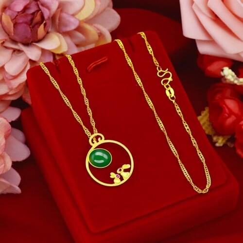FASHION 14K GOLD PENDANT NECKLACE FOR WOMEN WEDDING ENGAGEMENT JEWELRY LOVELY RABBIT PENDANT GOLD CHAIN NECKLACE CHOKER GIFTS
