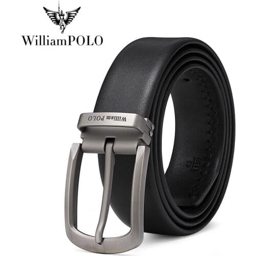 WILLIAMPOLO Genuine Leather For Mens High Quality Buckle Jeans Cowskin Casual Belts Cowboy Waistband Male Fashion Designer New