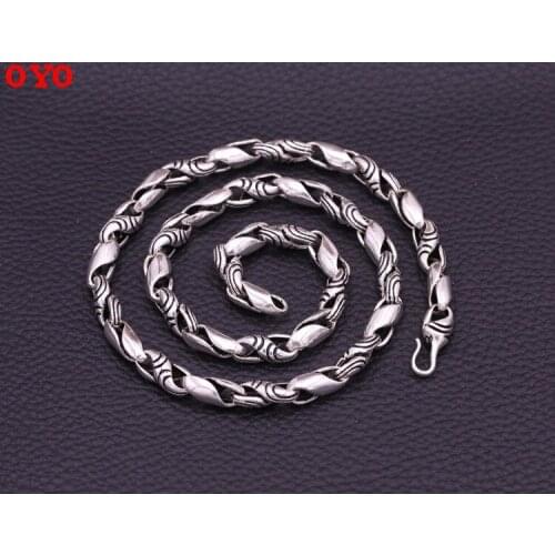 S925 sterling silver jewelry real Thai silver personality popular mens domineering 8mm thick 8mm necklace
