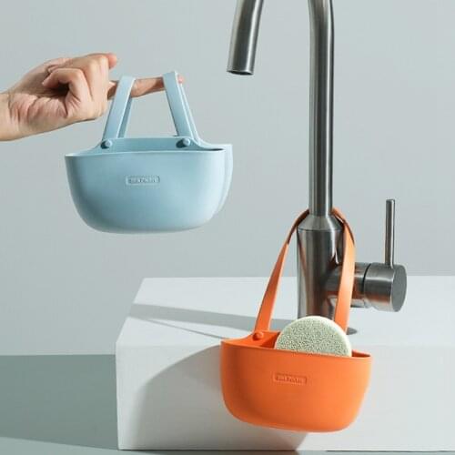 Nordic TPR Sponge Storage Basket Drain Rack Soap Brush Holde Faucet hanging Basket Kitchen Bathroom Organizer Home Supplies