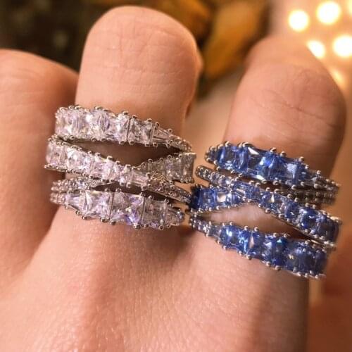 2021New fashion jewelry European elegant temperament Crystals From Austrian multi-layer fashion ring spiral twist design female