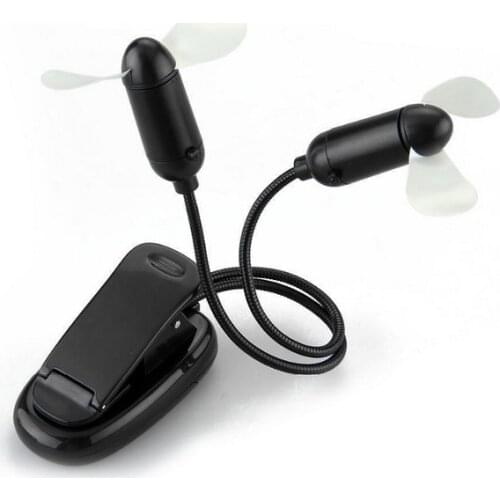 Music Sheet Stand Clip-On Portable Mini Dual Cooling Fan Black