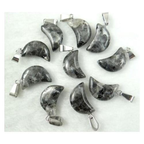 Natural Stone Turquoises Quartz Crystal tiger eye Opal Charms Moon Pendants For diy Jewelry Making necklace Accessories12pcs A1