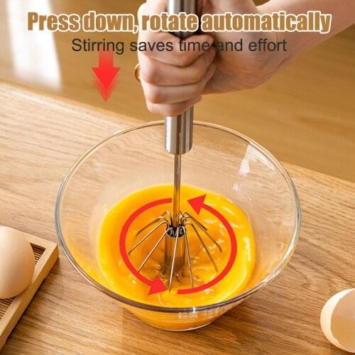 Semi-automatic Mixer Egg Beater Manual Self Turning Stainless Steel Whisk Hand Blender Egg Cream Stirring Kitchen Tools
