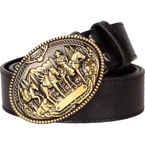 2020 Fashion mens leather belt Wild cowboy belt Western cowboy style hip hop rock Jeans strap metal big buckle belt
