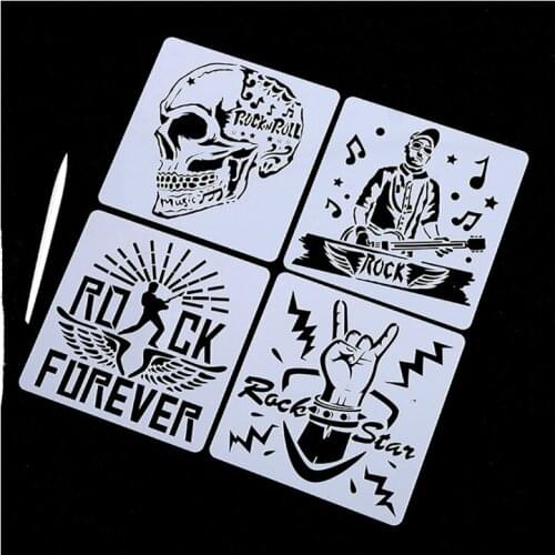 10pc Rock Styles DIY Drawing Stencils Painting Template Lace Ruler Graffiti Painting Set