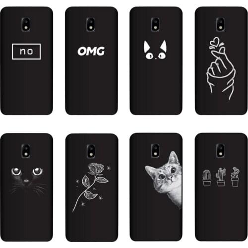 QAQsam Silicone Cover For Samsung Galaxy J3 2017 Case Painting Flower Cat Moon Matte Phone Cases Funda