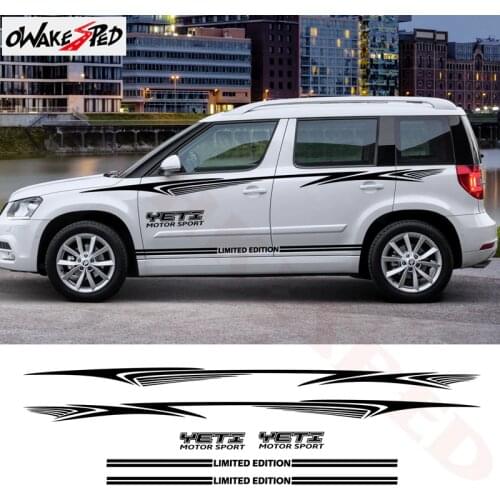 Car Sport Styling Both Side Door Skirt Decor Stickers For-Skoda Yeti 2009-2017 Auto Body Waist Line Stickers DIY Vinyl Decals