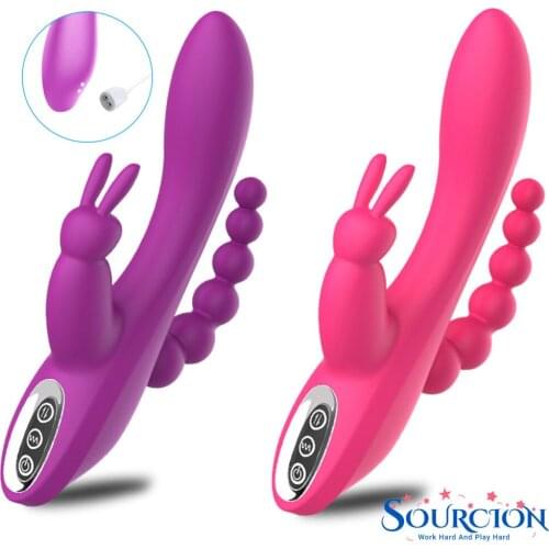 SWT 3 in 1 Dildo Rabbit Vibrator Sex Toys for WomenWaterproof USB Magnetic Rechargeable Anal Clit Vibrator Couples Shop