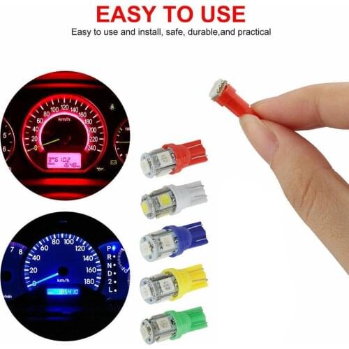 T10-plug-in LED Car Auto Instrument Panel Light 5 Colors Cluster Dash Indicator Light Bulb Kit Accessories Parts