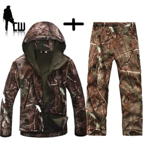 TAD Tactical Gear Soft Shell Camouflage Outdoor Jacket Set Men Army Casual Waterproof Hunting Clothes Military Hiking Jacket