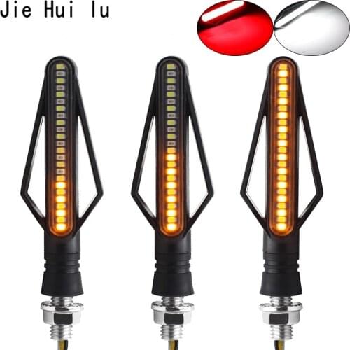 1 Pcs 24 LED Motorbike Indicator Blinker Fog Light Motorcycle Turn Signal Lights Flowing Moto Tail Brake Signal 2 in 1 Lamp