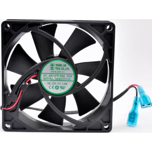 DFB922512L 92mm fan 92x92x25mm DC12V 1.6W 2 wires, double ball bearings, cooling fan for chassis power supply CPU