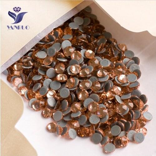 YANRUO 2058HF SS16 Light Peach 1440Pcs Stones And Crystals Flat Back Hotfix Strass DIY Glass Rhinestone For Craft
