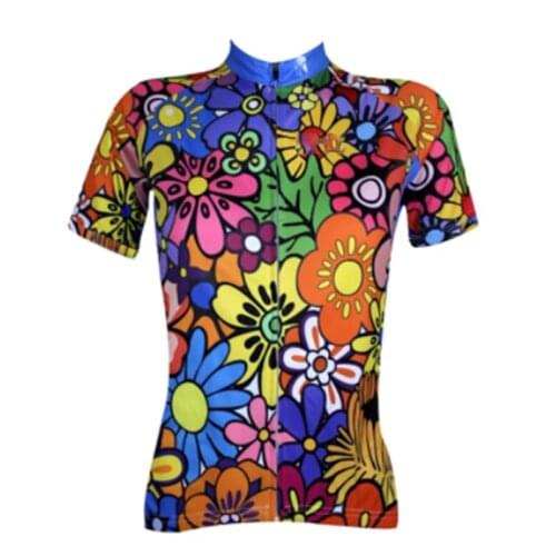 Cycling Jersey Summer Polyester Floral Botanical Plus Size Jersey Top Mountain Bike MTB Road Bike Cycling Womens Short Sleeve