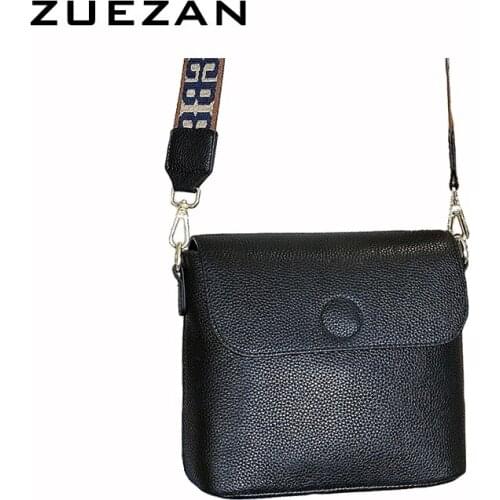 2 Straps, Women Genuine Leather Messenger Bag, Female Flap 100% Natural Cowhide Shoulder Cross-body Bag, A591