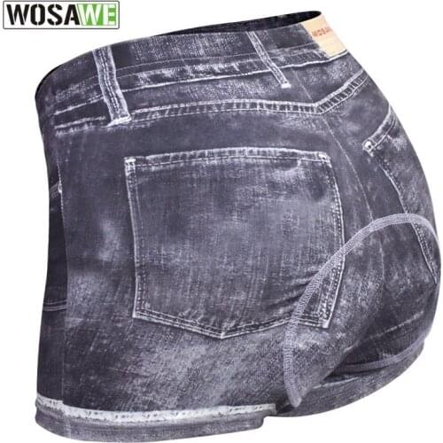 WOSAWE Womens Cycling Shorts Biker Shorts with 3D Gel Padded Denim Color Breathable Bike Bicycle Shorts Cycling Underwear