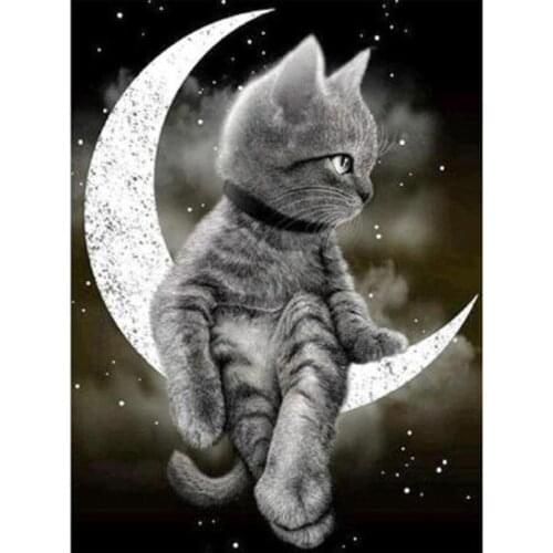 5D DIY Animal Painting Diamond Painting Square/Round Diamond Cute Kitty Picture Cross Stitch Decoration Artwork WG2946