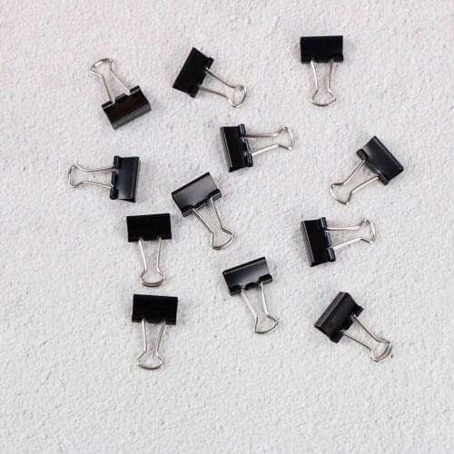 12Pcs Black Metal Paper Clip Binder Clips Notes File Letter Photo Binding Office Stationery Supplies