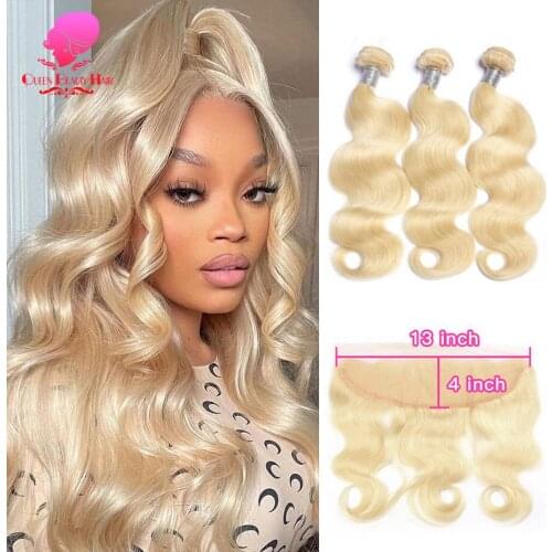 13x4 Ear to Ear Lace Frontal Closure with 3 4 Bundle 613 Blonde 26 28 30 32 34 36 Inch Brazilian Body Wave Bundles with Frontal