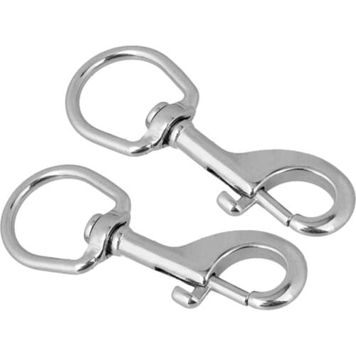 2Pcs 105mm Multi-Purpose 304 Stainless Steel Swivel-Eye Bolt Spring Snap Hook Round Swivel Quick Hook Hiking Camping Carabiner