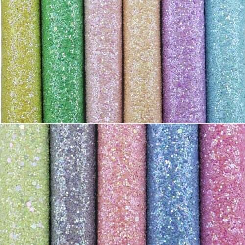 30x134cm Roll Plain Chunky Glitter Fabric PU Synthetic Leather Material For Bows Earrings DIY AY297