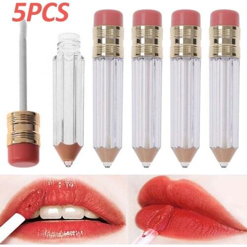 5Pcs Empty Lip Gloss 5ml Container Balm Tubes Pencil Lipstick Refillable Bottles Ice Cream Lip Glaze Container DIY Cosmetic